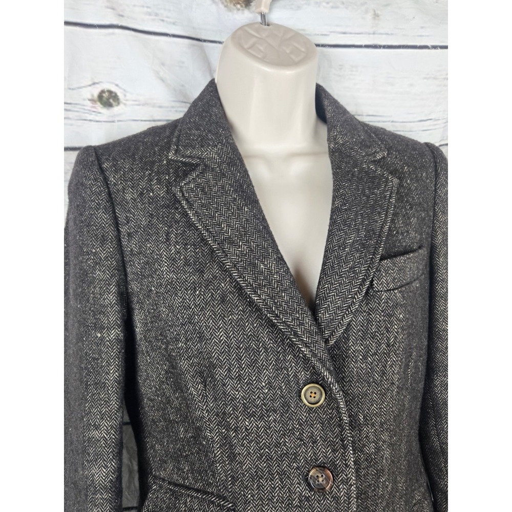 Banana Republic Safari & Travel Co Tweed Blazer 4 Herringbone Elbow Patch Wool - Picture 2 of 10